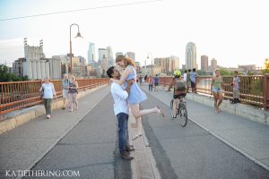 Engagement Photo on Stone Arch Bridge